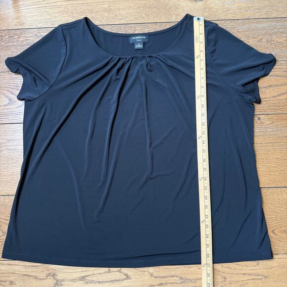 Liz Claiborne Career Woman Black Short Sleeve Top 3X Liquid Knit Short Sleeve - Picture 7 of 7
